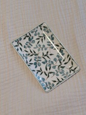 Simons Ceramic Botanical Trinket Tray - Teal & Green